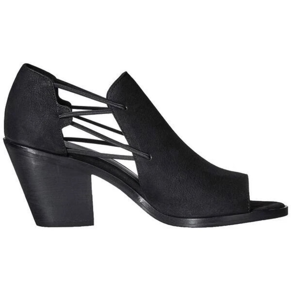 Eileen Fisher Nikki Leather Peep Toe Sandals Size 7.5 Black